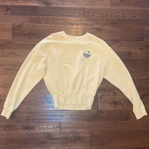 Light Yellow Roxy 1990 Crop Sweatshirt in Size Small